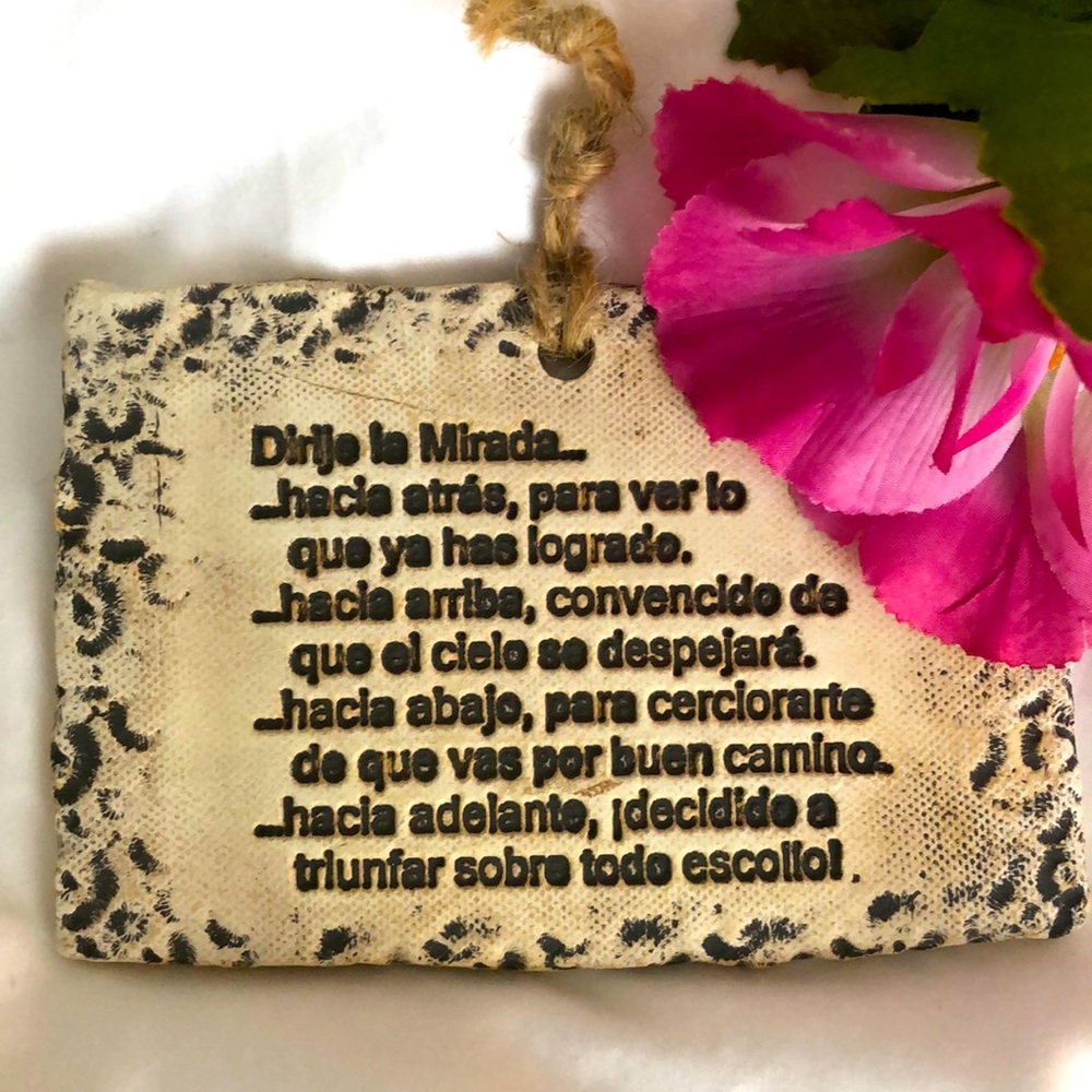 Inspirational hand carved tile wall plaque from Puerto Rico